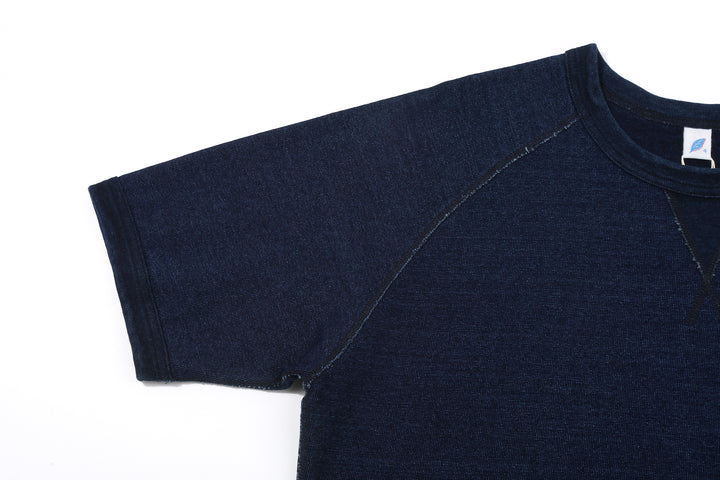 Pure Blue Japan 5411-ID Heavyweight Indigo Slub Jersey T-Shirt Raglan Sleeve Made in Japan Sleeve