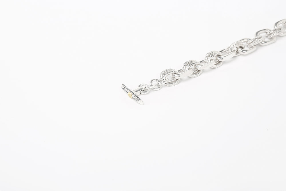 Moto BR-01 handmade chain bracelet silver K18 gold accent Japan handcrafted bracelet t-bar