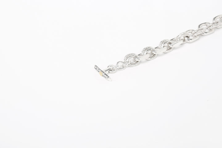 Moto BR-01 handmade chain bracelet silver K18 gold accent Japan handcrafted bracelet t-bar