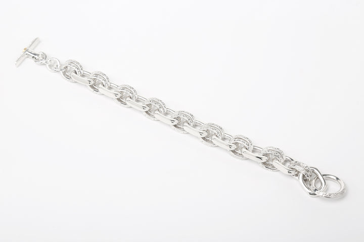Moto BR-01 handmade chain bracelet silver K18 gold accent Japan handcrafted bracelet full view