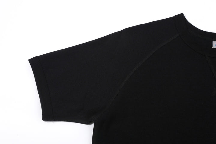 Pure Blue Japan 5411-IDBK Heavyweight Indigo + Black Slub Jersey T-Shirt Raglan Sleeve Made in Japan Sleeve Detail