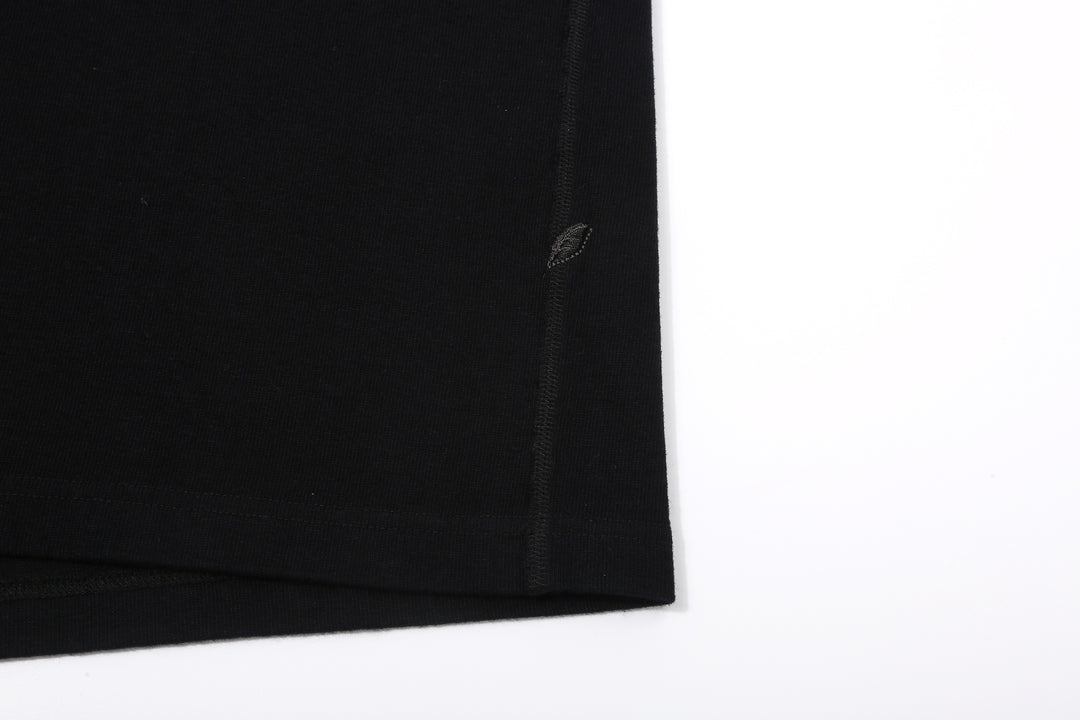 Pure Blue Japan 5411-IDBK Heavyweight Indigo + Black Slub Jersey T-Shirt Raglan Sleeve Made in Japan Black Shoai Leaf Embroidery