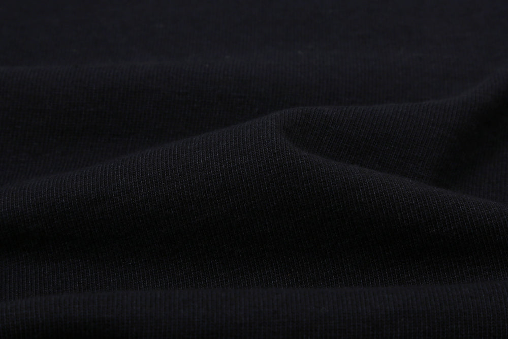 Pure Blue Japan 5411-IDBK Heavyweight Indigo + Black Slub Jersey T-Shirt Raglan Sleeve Made in Japan Fabric Close Up