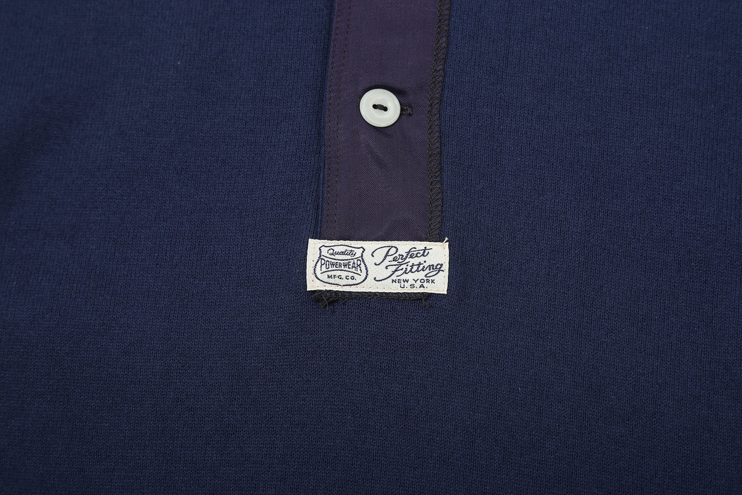 Freewheelers 2535004 Heavyweight Henley Shirt in Dry Navy – Power Wear Label Detail