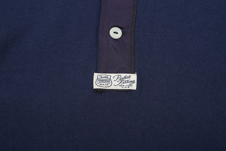 Freewheelers 2535004 Heavyweight Henley Shirt in Dry Navy – Power Wear Label Detail
