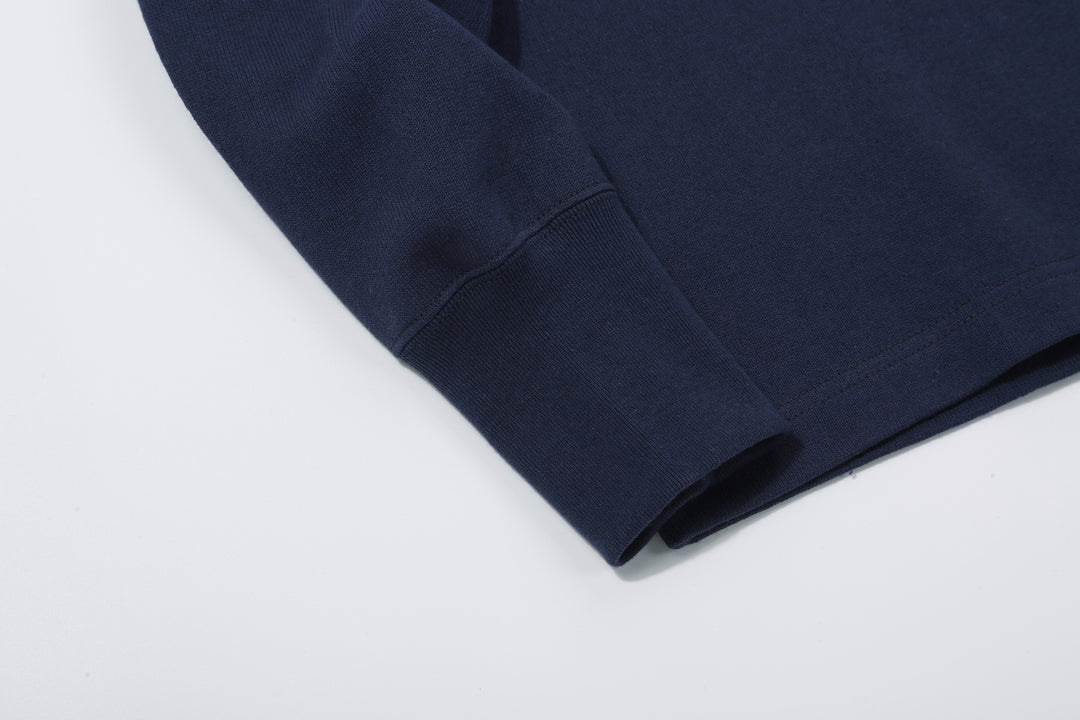 Freewheelers 2535004 Heavyweight Henley Shirt in Dry Navy – Ribbed Cuff Detail