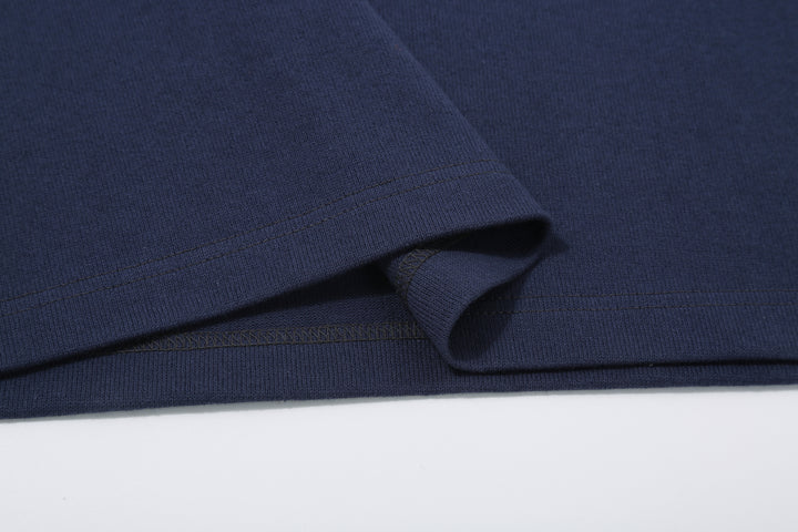 Freewheelers 2535004 Heavyweight Henley Shirt in Dry Navy – Hem Stitching Detail