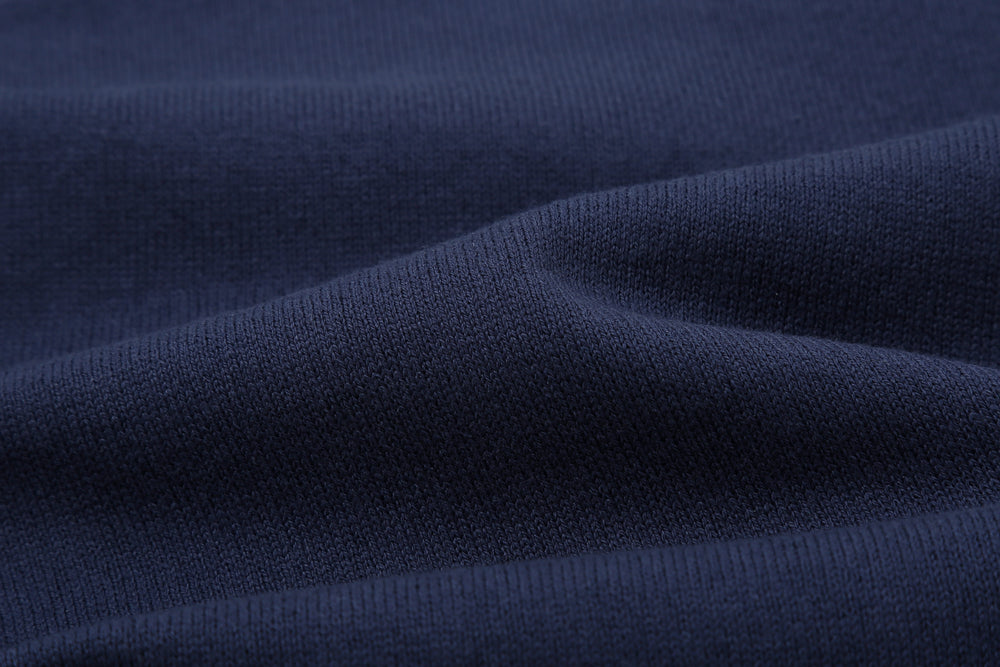 Freewheelers 2535004 Heavyweight Henley Shirt in Dry Navy – Heavyweight Jersey Close-Up