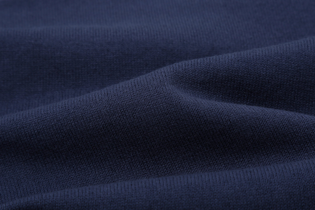 Freewheelers 2535004 Heavyweight Henley Shirt in Dry Navy – Heavyweight Jersey Close-Up