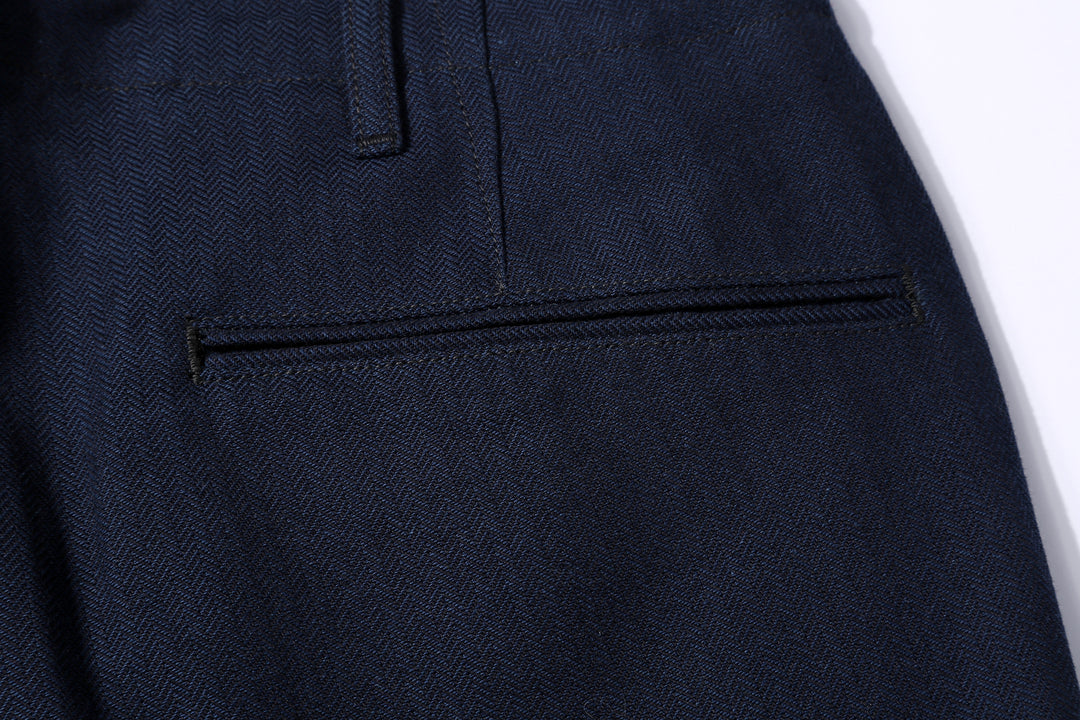 Boncoura Herringbone Twill 41 Trousers - Indigo x Indigo