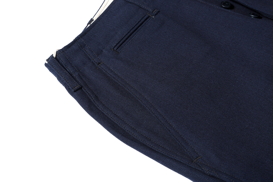 Boncoura Herringbone Twill 41 Trousers - Indigo x Indigo