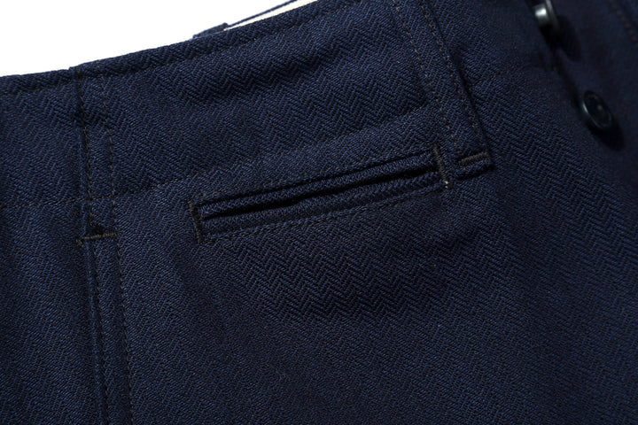 Boncoura Herringbone Twill 41 Trousers - Indigo x Indigo
