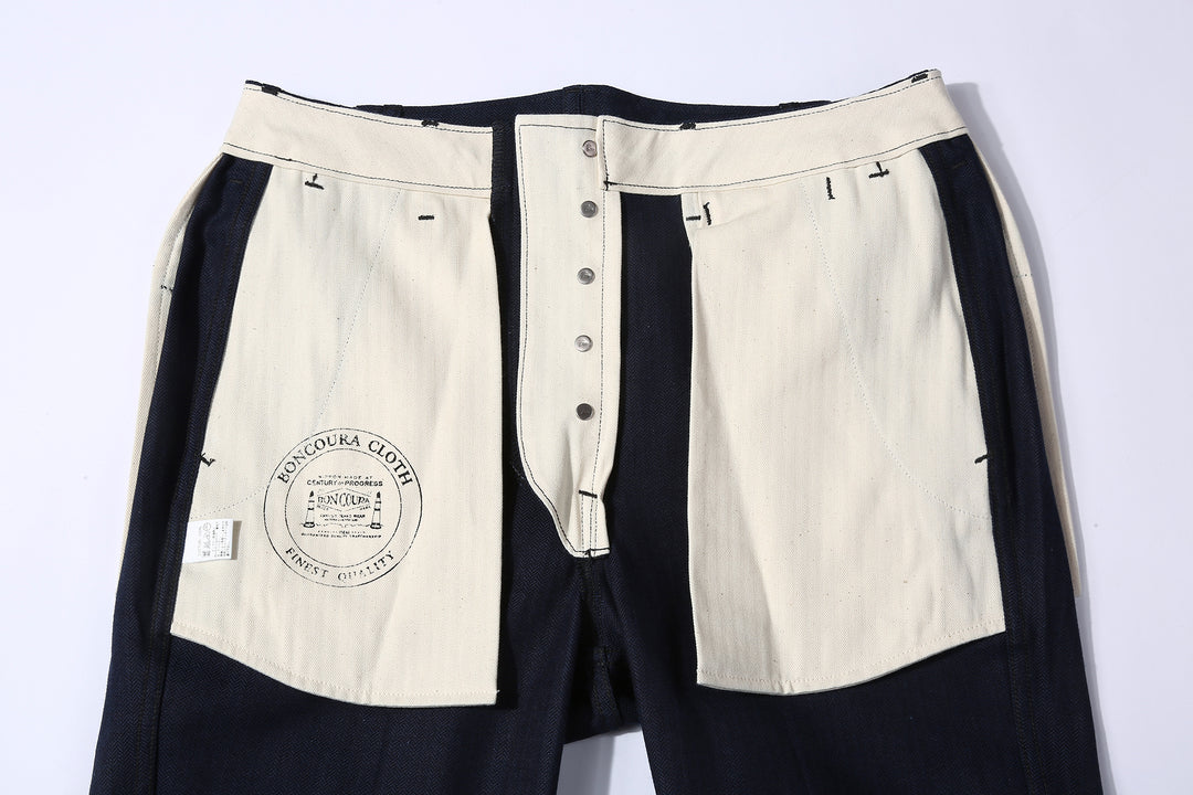 Boncoura Herringbone Twill 41 Trousers - Indigo x Indigo