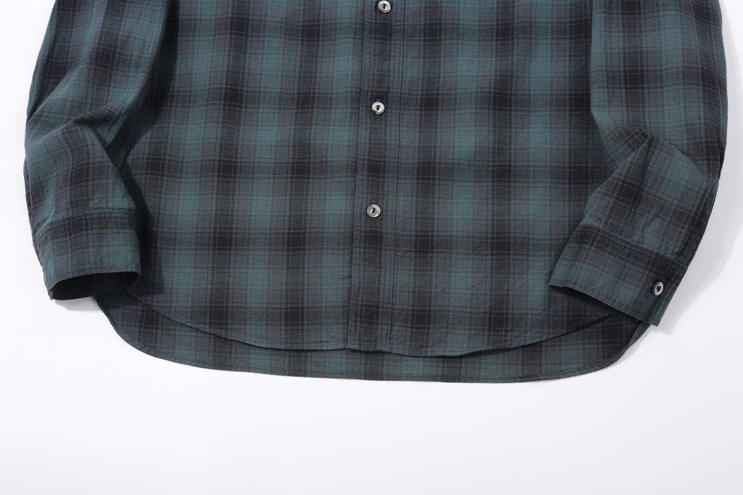 Deluxeware LV-36 Amundsen Dobby Ombre Check Shirt – Lower Front and Cuffs