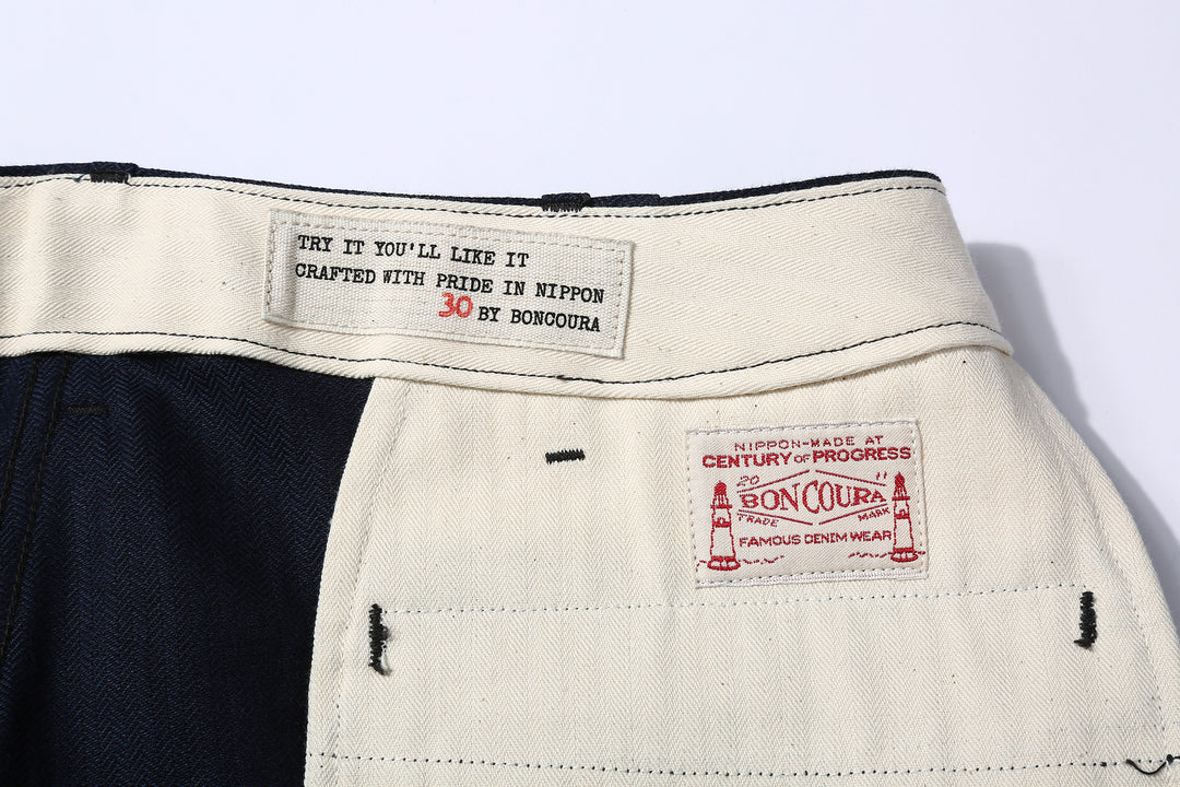 Boncoura Herringbone Twill 41 Trousers - Indigo x Indigo
