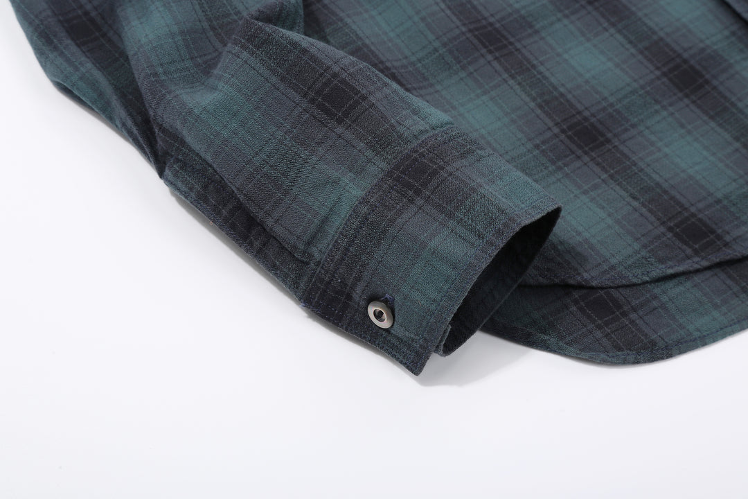 Deluxeware LV-36 Amundsen Dobby Ombre Check Shirt – Shell Button Cuff Detail