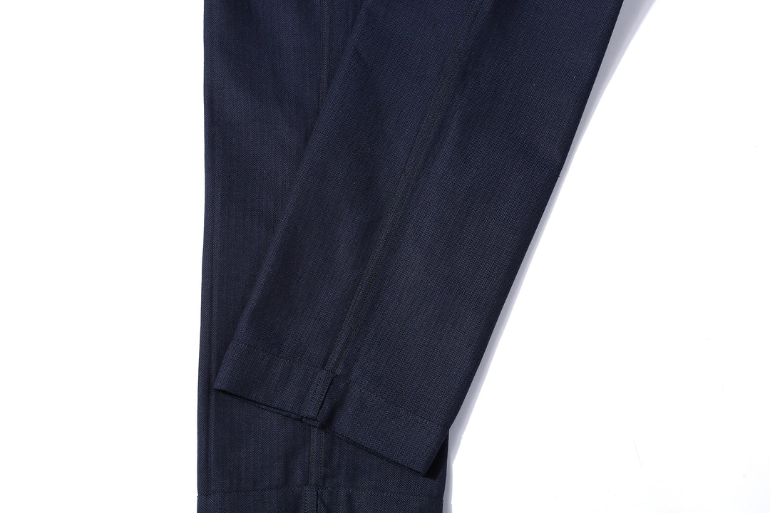 Boncoura Herringbone Twill 41 Trousers - Indigo x Indigo
