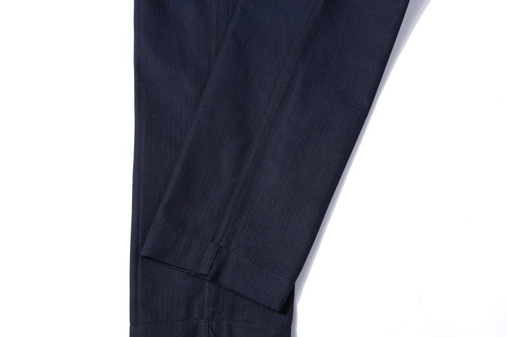 Boncoura Herringbone Twill 41 Trousers - Indigo x Indigo