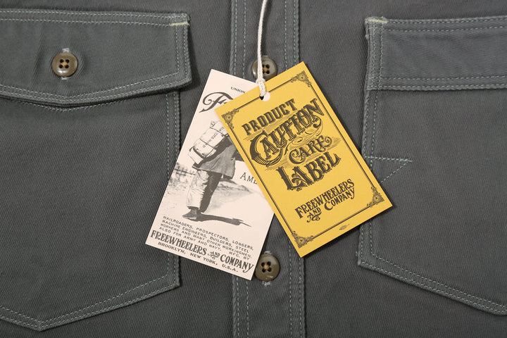 Freewheelers 2533006 Gemsa Hard Twist Kersey Work Shirt in Steel Grey – Product Tag Detail