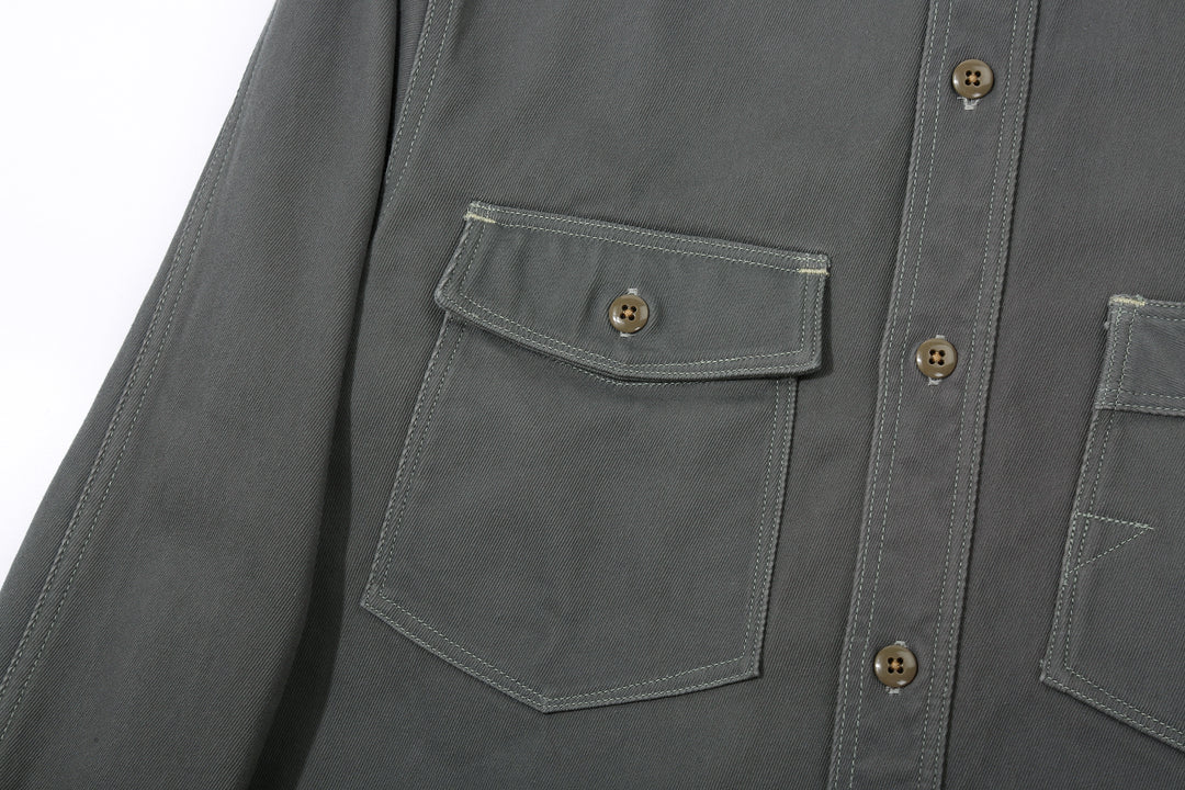 Freewheelers 2533006 Gemsa Hard Twist Kersey Work Shirt in Steel Grey – Flap Chest Pocket