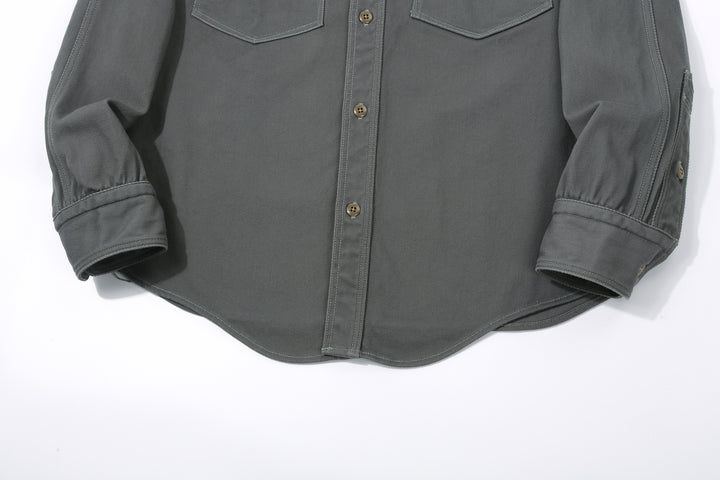 Freewheelers 2533006 Gemsa Hard Twist Kersey Work Shirt in Steel Grey – Curved Front Hem