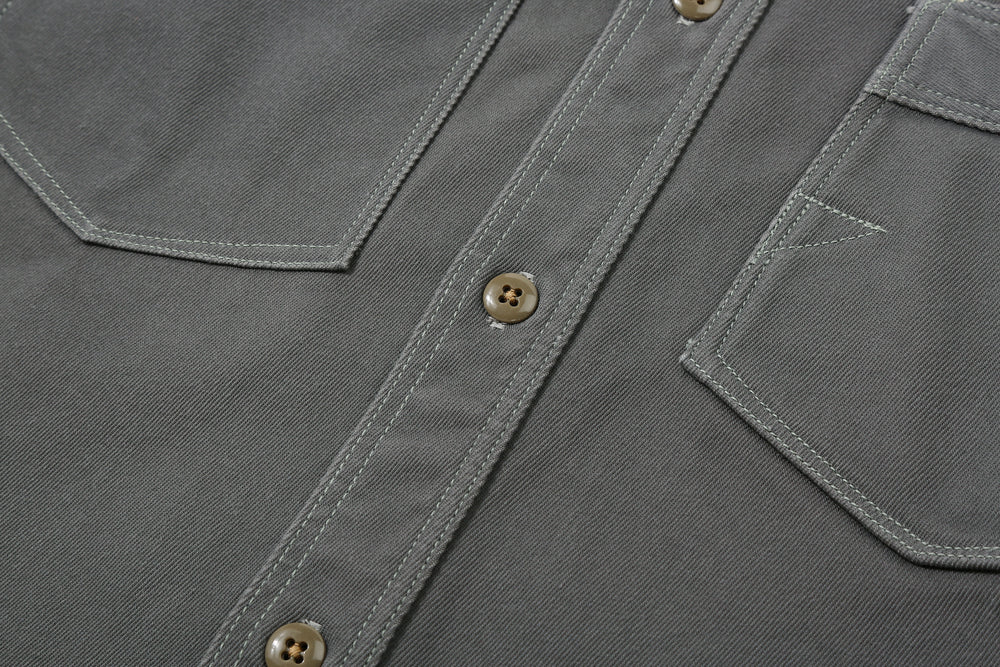 Freewheelers 2533006 Gemsa Hard Twist Kersey Work Shirt in Steel Grey – Asymmetric Chest Pockets