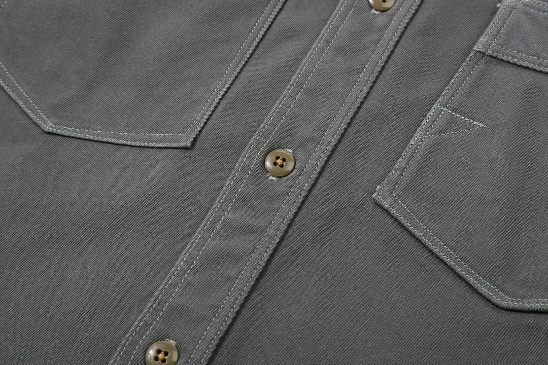 Freewheelers 2533006 Gemsa Hard Twist Kersey Work Shirt in Steel Grey – Asymmetric Chest Pockets