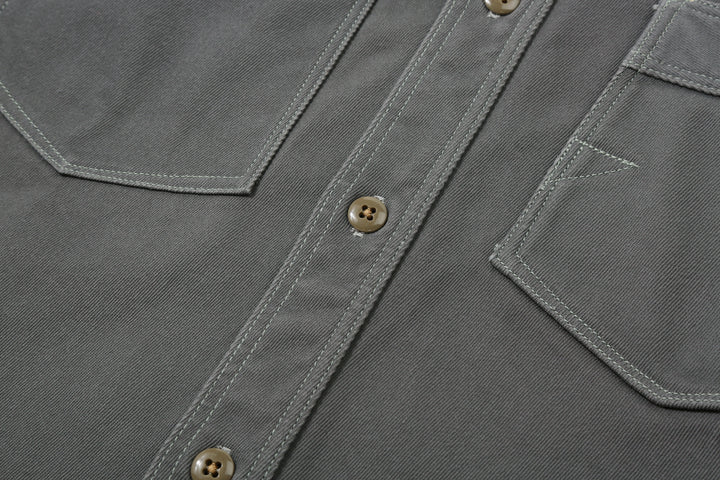 Freewheelers 2533006 Gemsa Hard Twist Kersey Work Shirt in Steel Grey – Asymmetric Chest Pockets