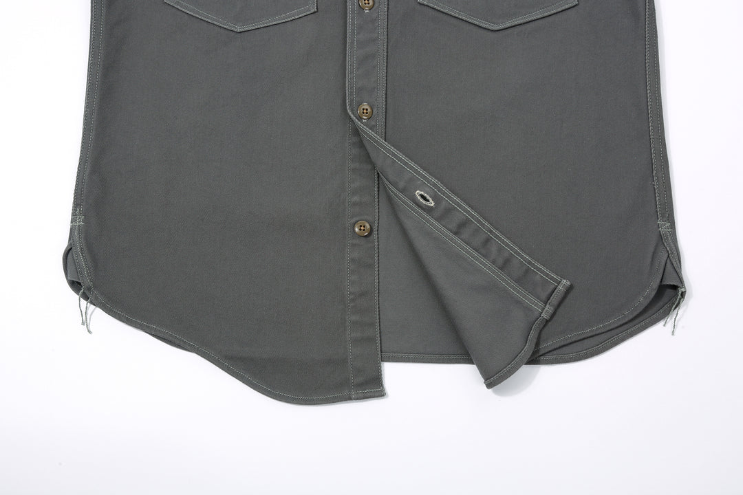 Freewheelers 2533006 Gemsa Hard Twist Kersey Work Shirt in Steel Grey – Lower Front Construction