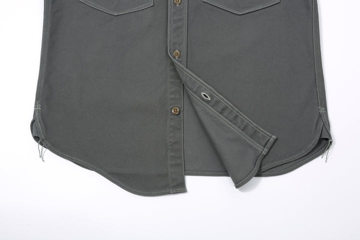 Freewheelers 2533006 Gemsa Hard Twist Kersey Work Shirt in Steel Grey – Lower Front Construction
