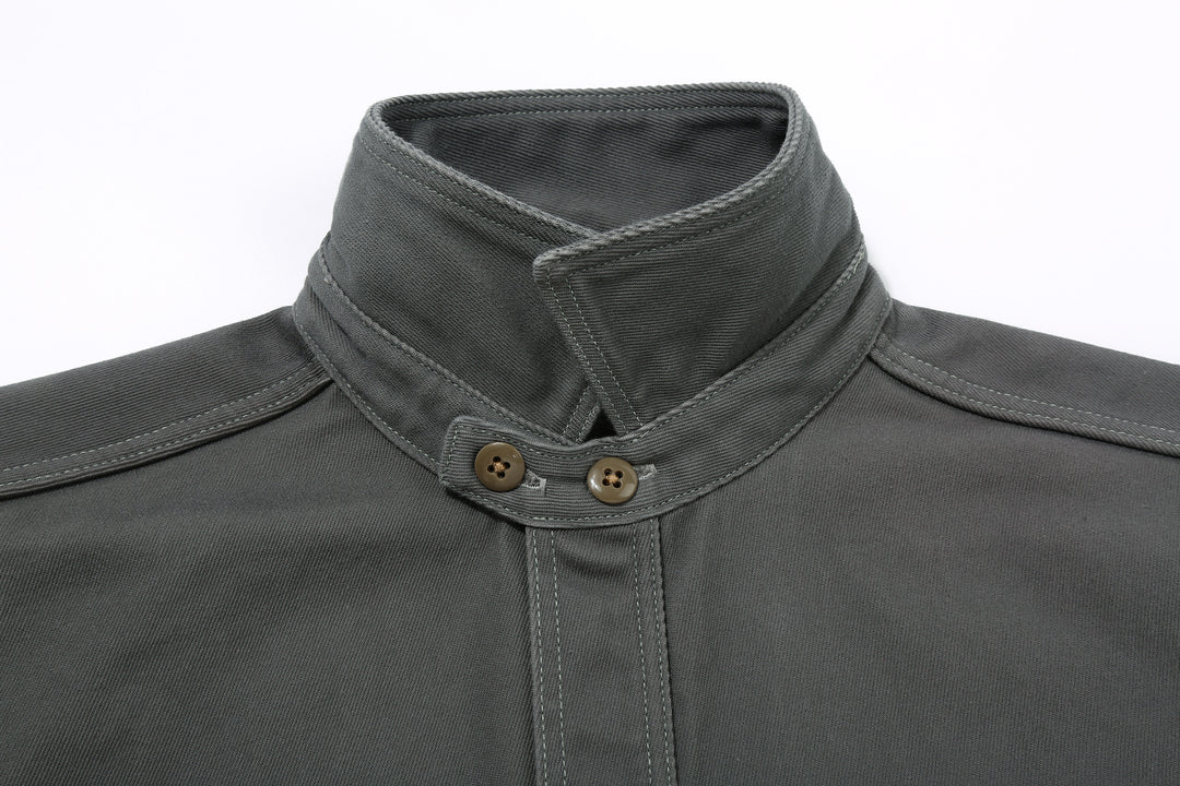 Freewheelers 2533006 Gemsa Hard Twist Kersey Work Shirt in Steel Grey – Collar Construction