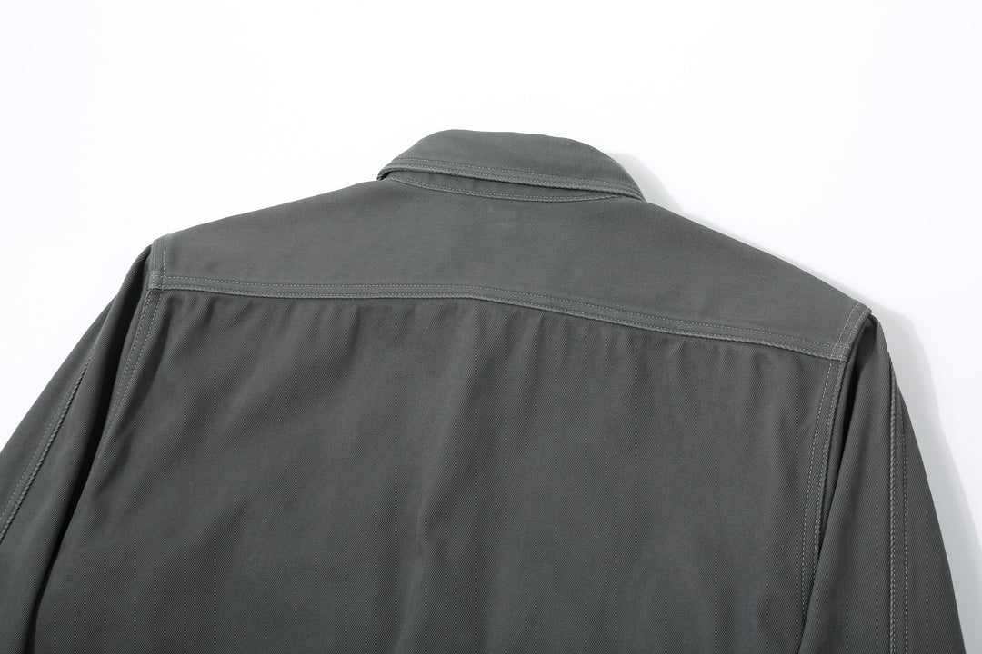 Freewheelers 2533006 Gemsa Hard Twist Kersey Work Shirt in Steel Grey – Back Yoke