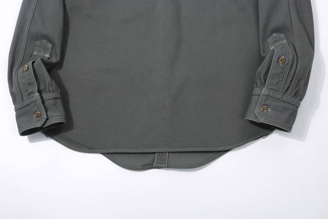Freewheelers 2533006 Gemsa Hard Twist Kersey Work Shirt in Steel Grey – Curved Back Hem