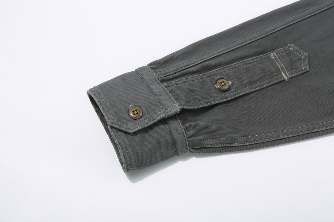 Freewheelers 2533006 Gemsa Hard Twist Kersey Work Shirt in Steel Grey – Sleeve Placket and Urea Buttons