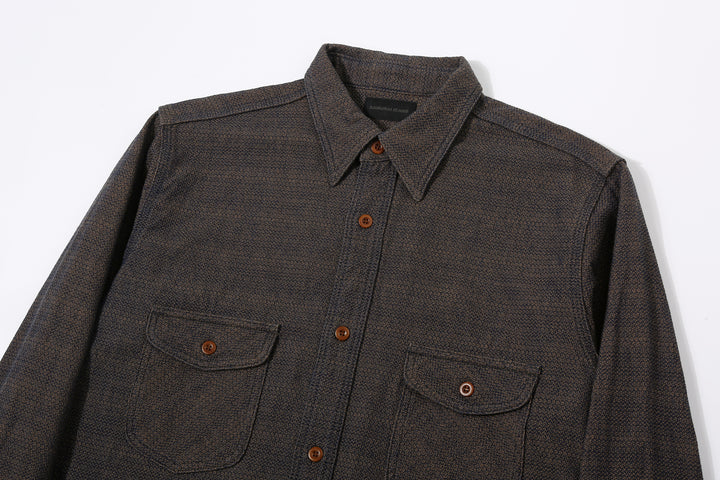 Samurai Jeans SSS26-KSKW Kanoko Ai-Madara Sashiko Work Shirt - Upper Front View