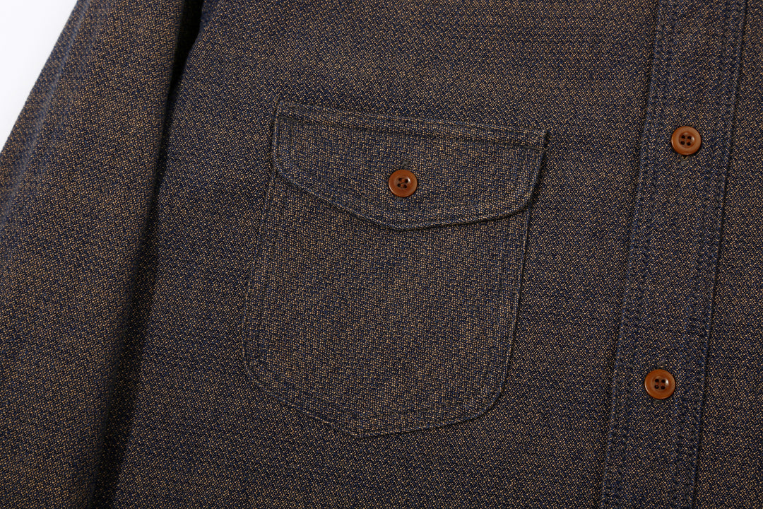 Samurai Jeans SSS26-KSKW Kanoko Ai-Madara Sashiko Work Shirt - Right Flap Chest Pocket