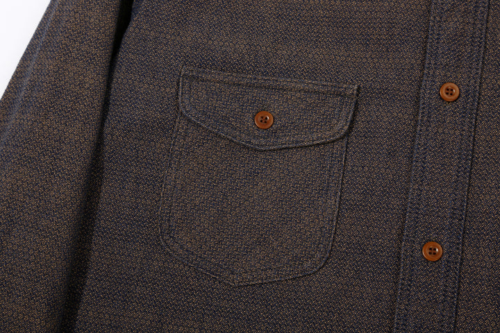 Samurai Jeans SSS26-KSKW Kanoko Ai-Madara Sashiko Work Shirt - Right Flap Chest Pocket