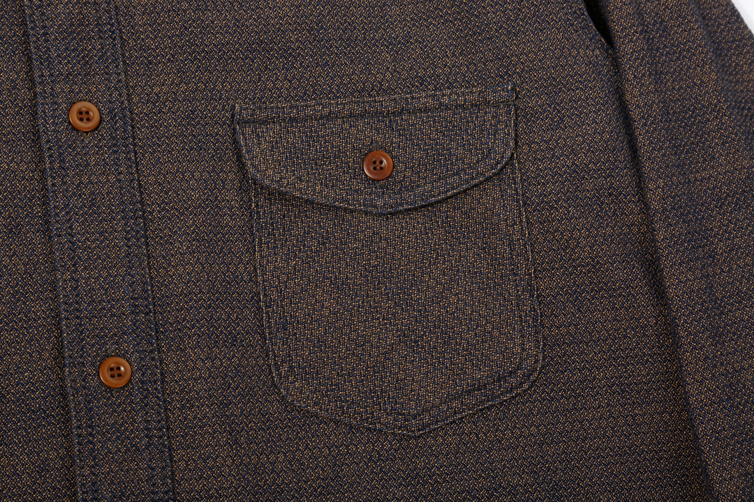 Samurai Jeans SSS26-KSKW Kanoko Ai-Madara Sashiko Work Shirt - Left Flap Chest Pocket