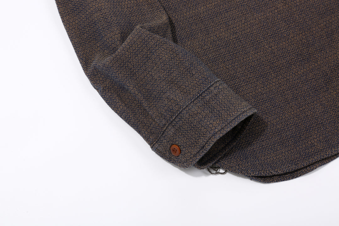 Samurai Jeans SSS26-KSKW Kanoko Ai-Madara Sashiko Work Shirt - Cuff