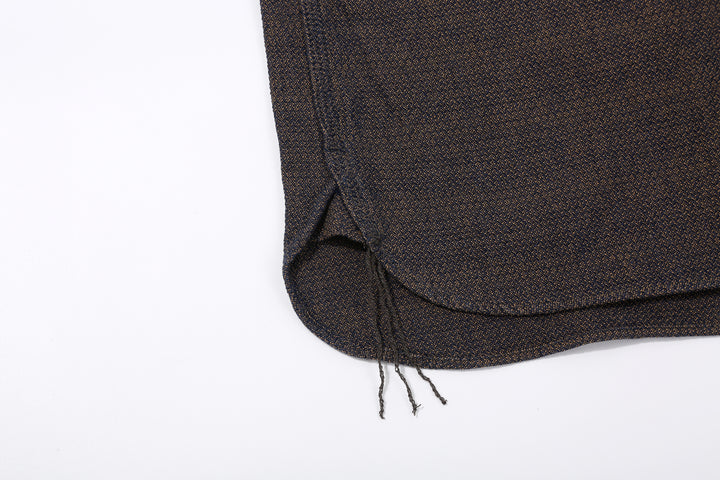 Samurai Jeans SSS26-KSKW Kanoko Ai-Madara Sashiko Work Shirt - Side Gusset and Chain-Stitch Run-Off