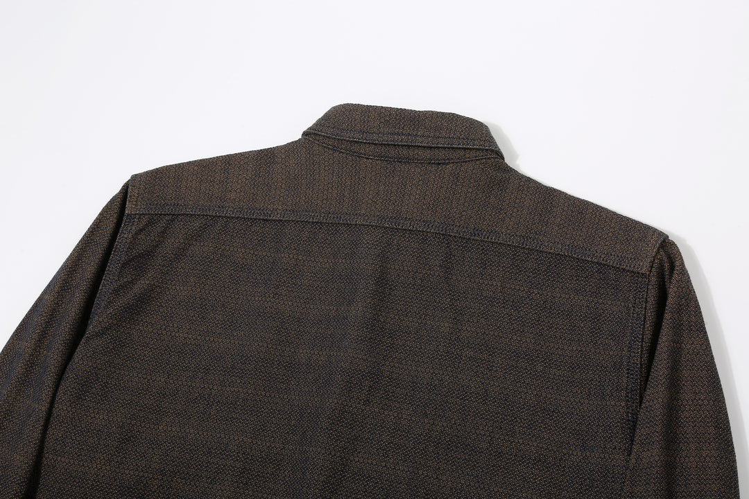 Samurai Jeans SSS26-KSKW Kanoko Ai-Madara Sashiko Work Shirt - Back Yoke View
