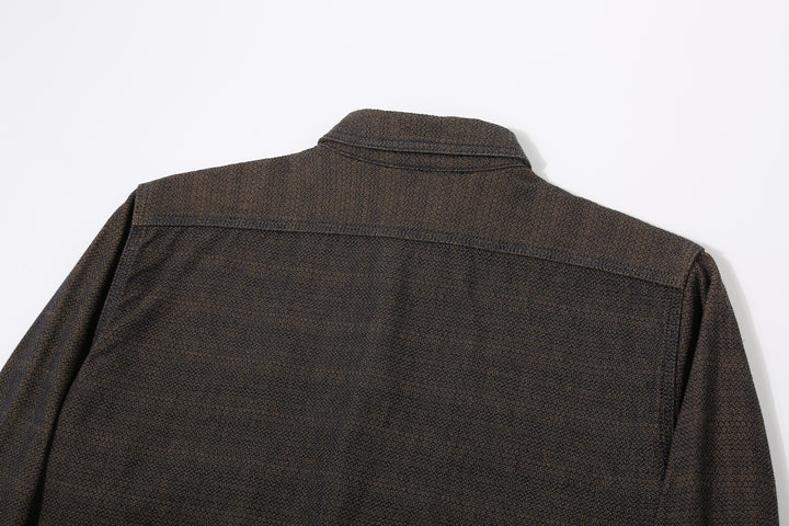 Samurai Jeans SSS26-KSKW Kanoko Ai-Madara Sashiko Work Shirt - Back Yoke View