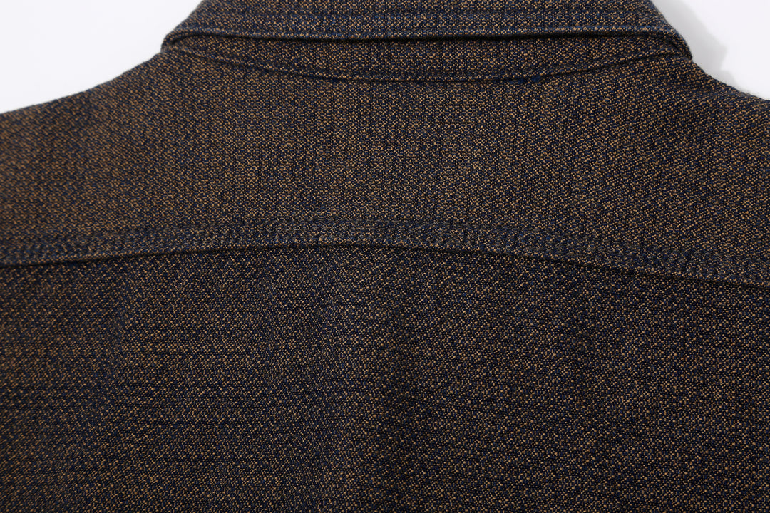 Samurai Jeans SSS26-KSKW Kanoko Ai-Madara Sashiko Work Shirt - Triple-Stitched Back Yoke