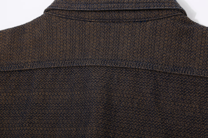 Samurai Jeans SSS26-KSKW Kanoko Ai-Madara Sashiko Work Shirt - Triple-Stitched Back Yoke