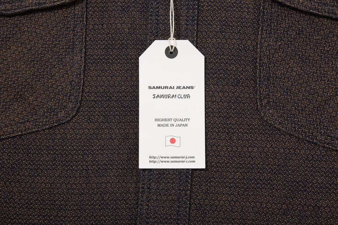 Samurai Jeans SSS26-KSKW Kanoko Ai-Madara Sashiko Work Shirt - Product Tag Detail