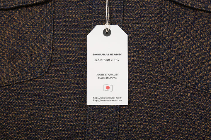 Samurai Jeans SSS26-KSKW Kanoko Ai-Madara Sashiko Work Shirt - Product Tag Detail