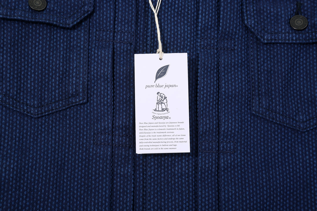 Pure Blue Japan 6106-2 Double Natural Indigo Type 2 Sashiko Jacket Made in Japan - Product Tag Detail