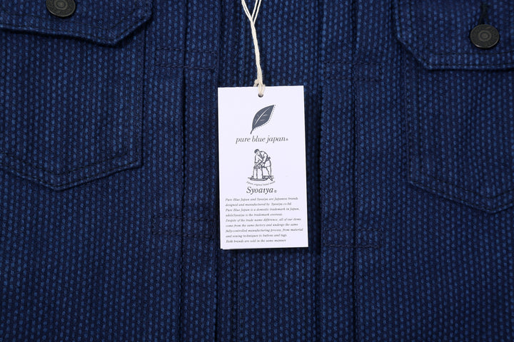 Pure Blue Japan 6106-2 Double Natural Indigo Type 2 Sashiko Jacket Made in Japan - Product Tag Detail
