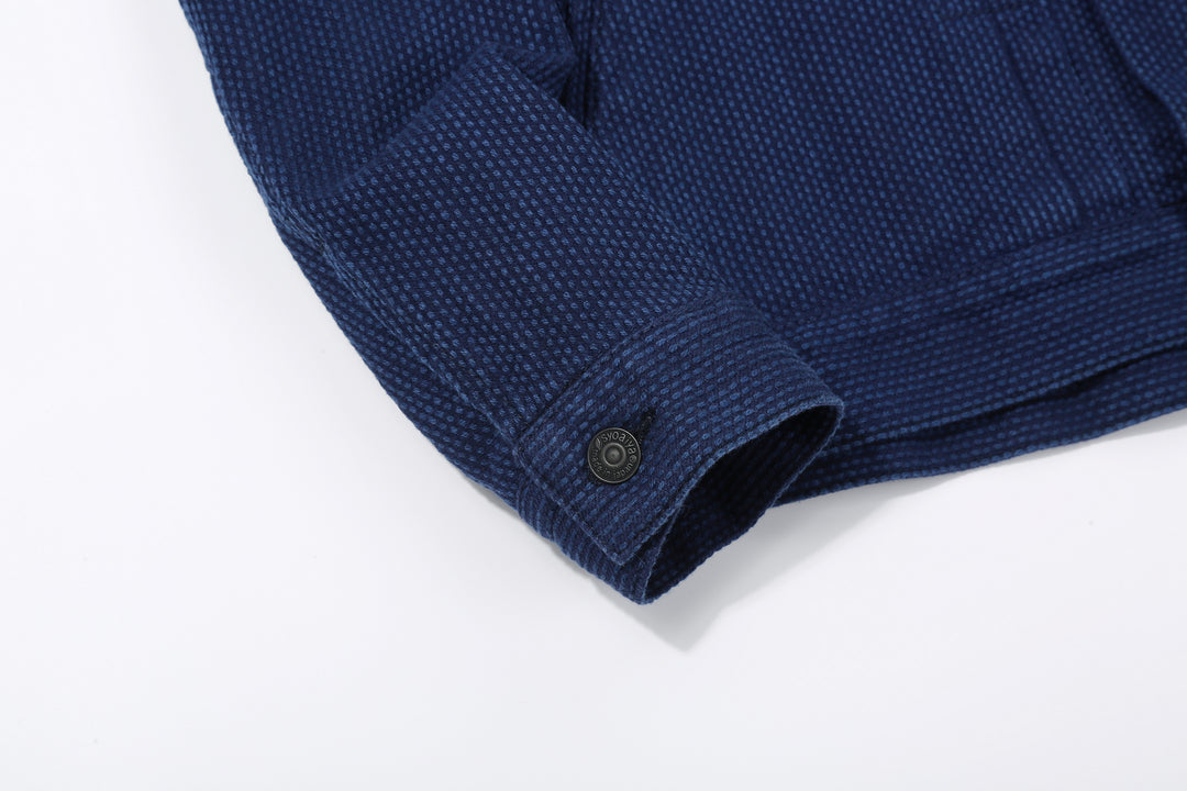 Pure Blue Japan 6106-2 Double Natural Indigo Type 2 Sashiko Jacket Made in Japan - Cuff Construction Detail