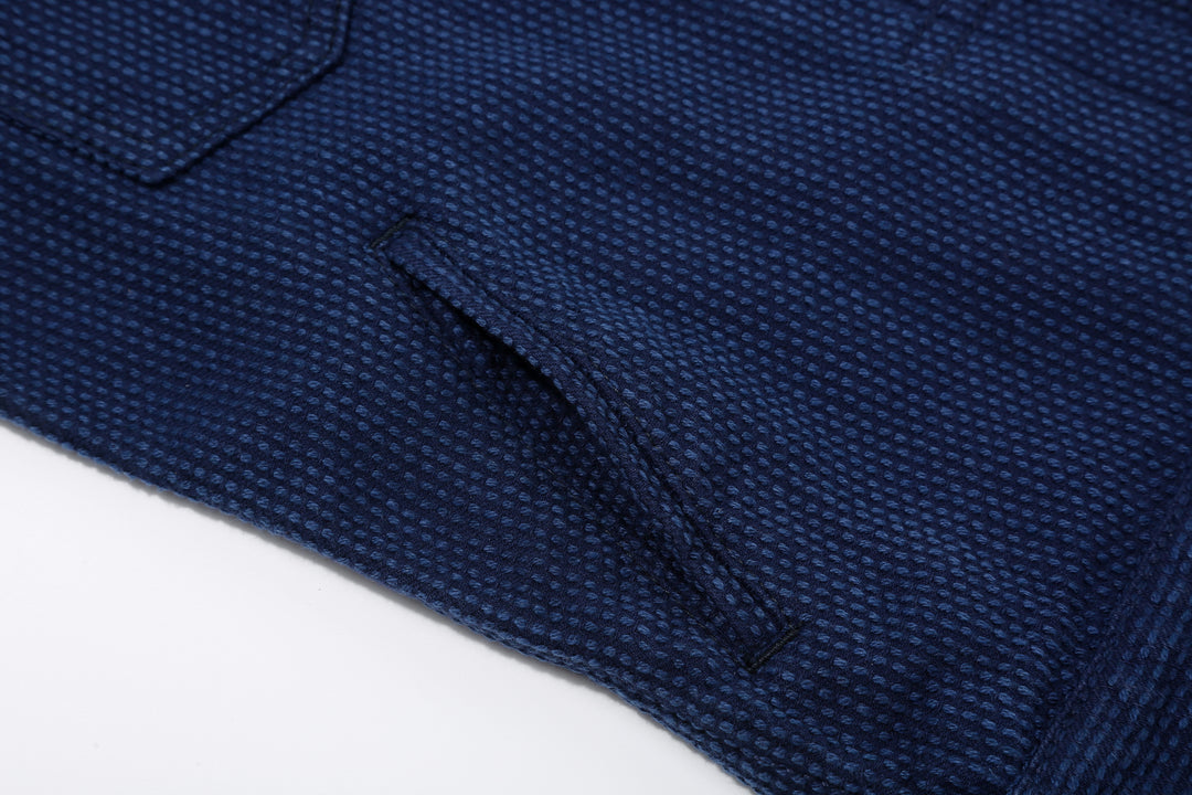 Pure Blue Japan 6106-2 Double Natural Indigo Type 2 Sashiko Jacket Made in Japan - Side Pocket Detail Right